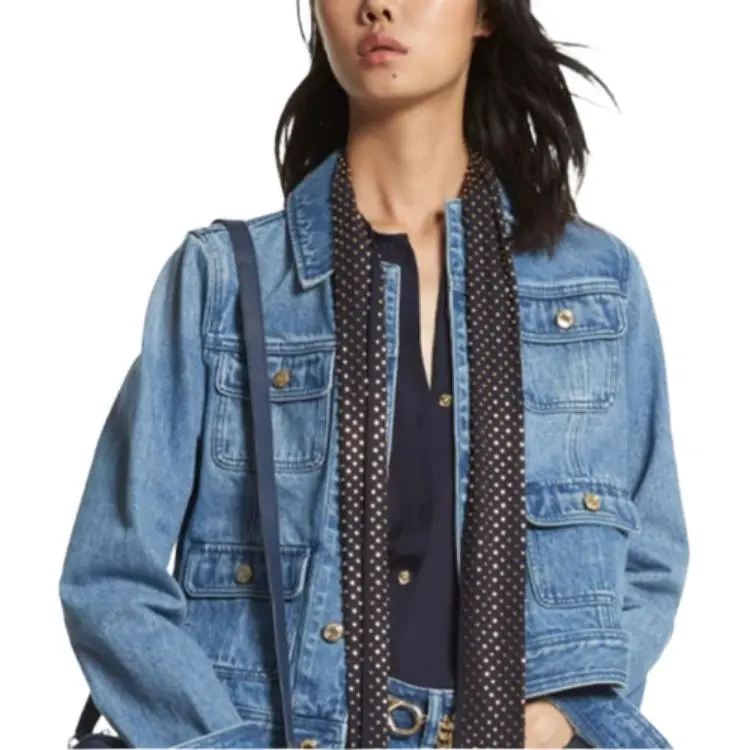 MICHAEL KORS Cropped Coats Women's Denim Blue-3