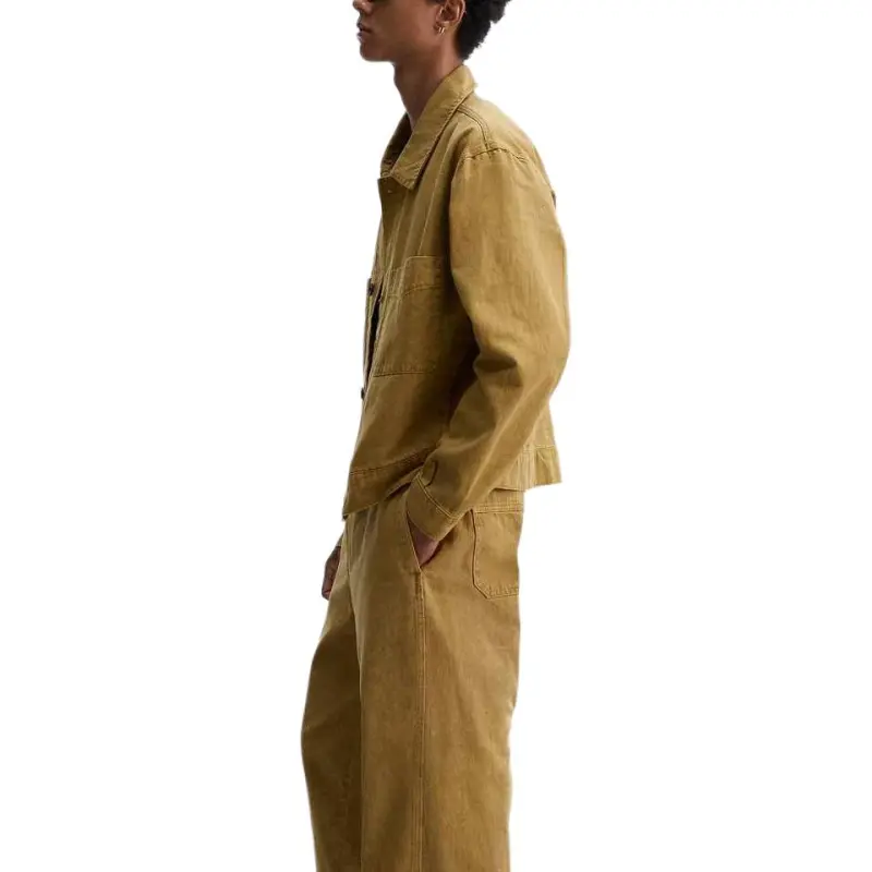 ZARA Denim Jacket Men's Yellow Khaki-4