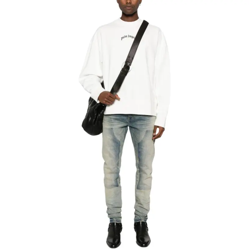 PALM ANGELS Curved Logo Crewneck Sweatshirt-3