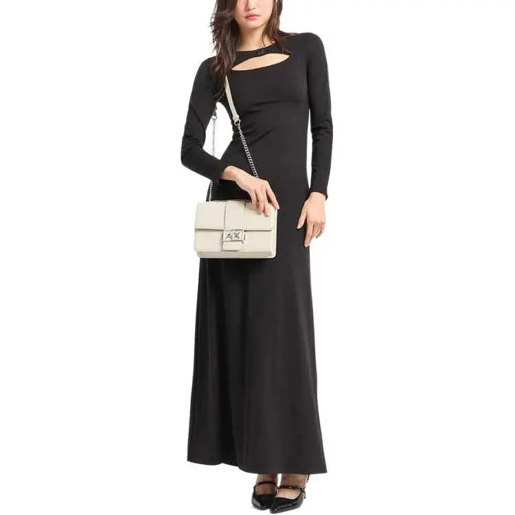 ARMANI EXCHANGEAE SS25 Long Sleeved Dress Women's Black-3