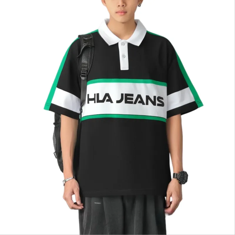 HLA JEANS Polo Shirt Men's Black Trim 10-2