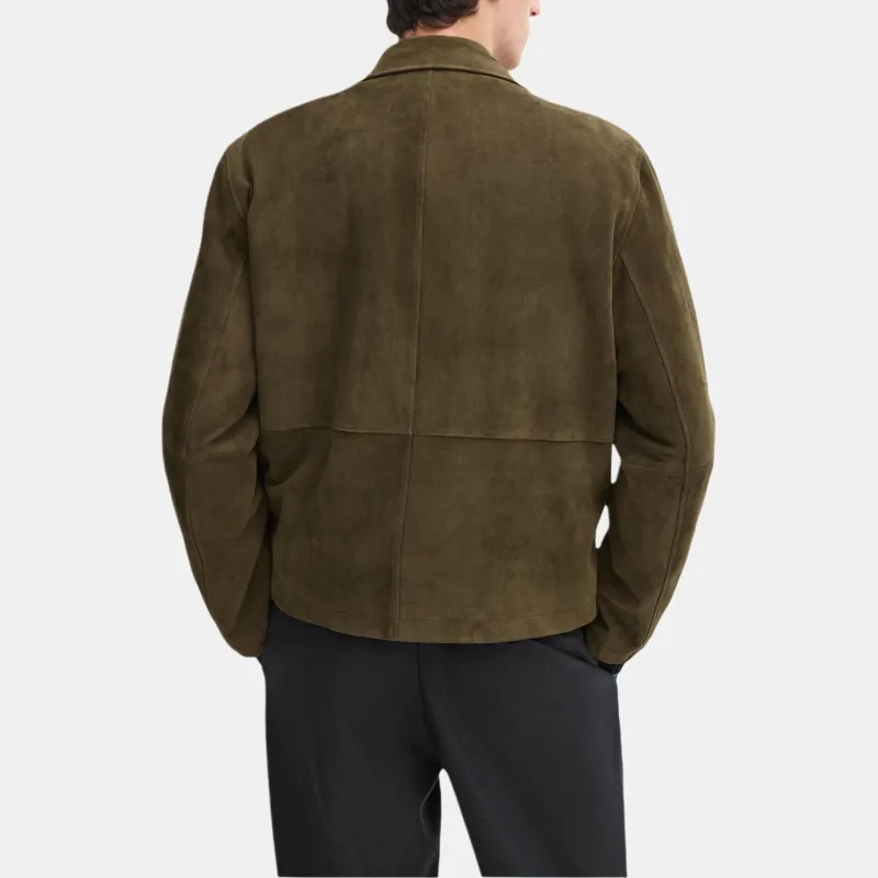 Massimo Dutti Leather Jacket Men's Brown Green-4