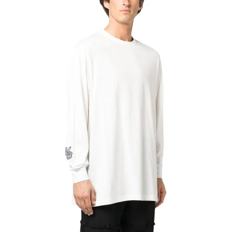 Y 3 Gfx L/S Logo flocked T shirt-3