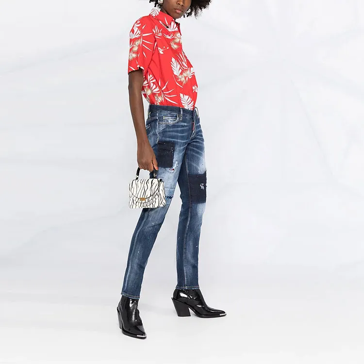 DSQUARED 2 Checked Ripped Jennifer Jeans-3
