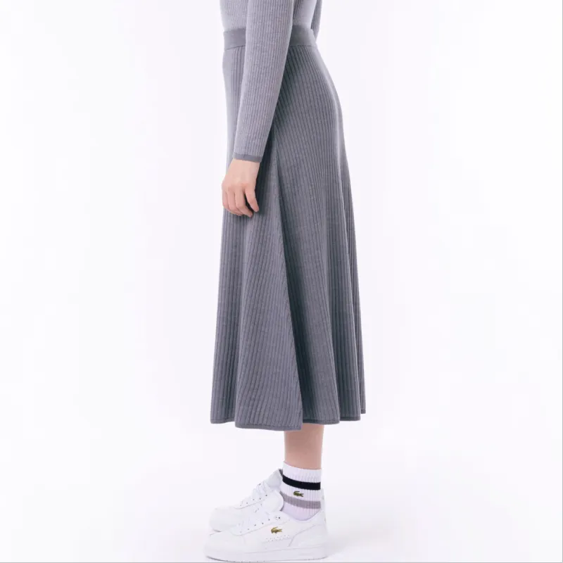 LACOSTE Casual Long Skirt Women's Gray-4
