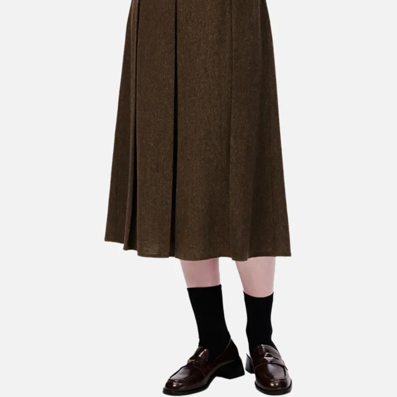 HAZZYS Casual Long Skirt Women's Brown Green-4