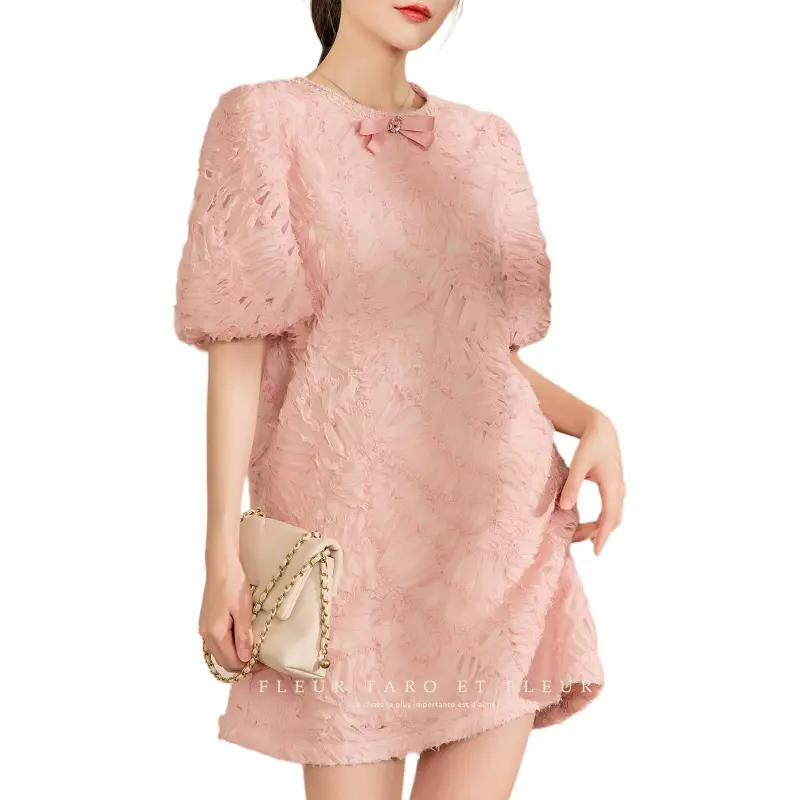 QIAOYUHUAZUN Short Sleeved Dresses Women's Pink Orange-2