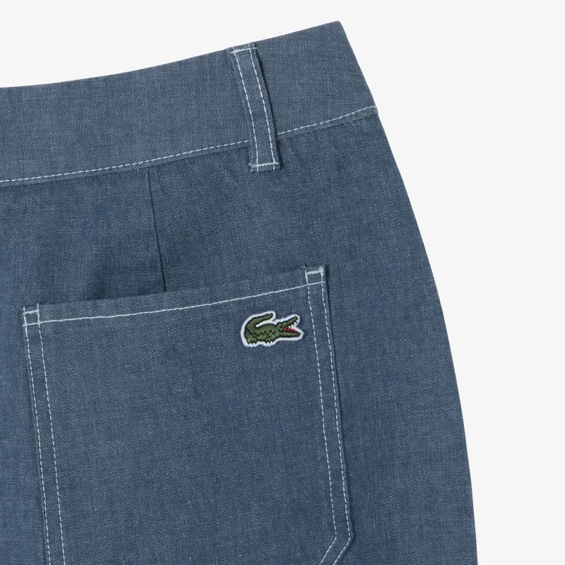 LACOSTE Denim Long Skirt Women's Light Blue-3
