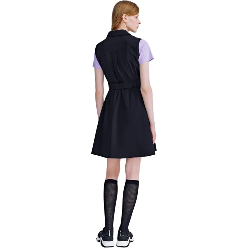 Biyin Leufen Sleeveless Dress Women's 25 Navy Blue-4