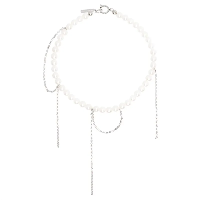 JUSTINE CLENQUET Artificial Pearl Necklaces Women's Silver-2