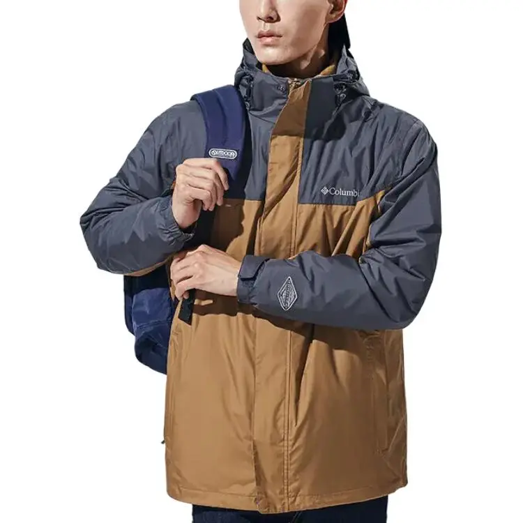 Columbia Hiking Waterproof, Breathable, And Thermal Heat Reflective Windbreaker Jacket Men's Brown-1
