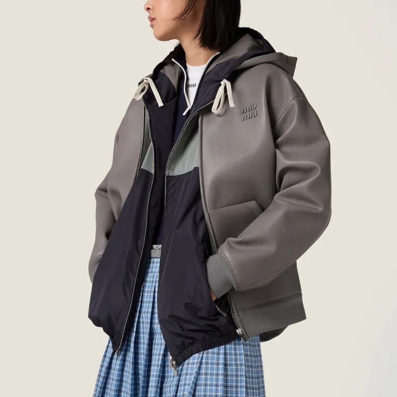MIU MIU Leather Jacket Women's Marble Gray-3