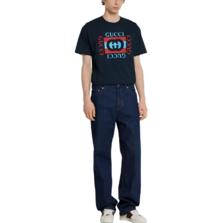 GUCCI FW25 Lido Collection T Shirt Men's Marine Blue-1