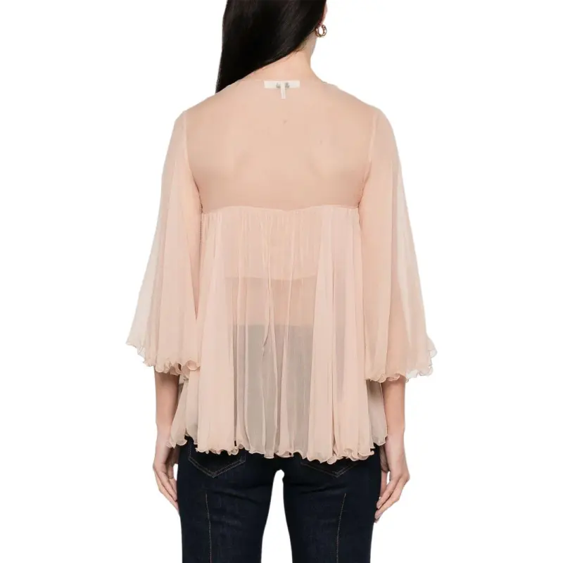 Chloé Pleated Silk Top-2