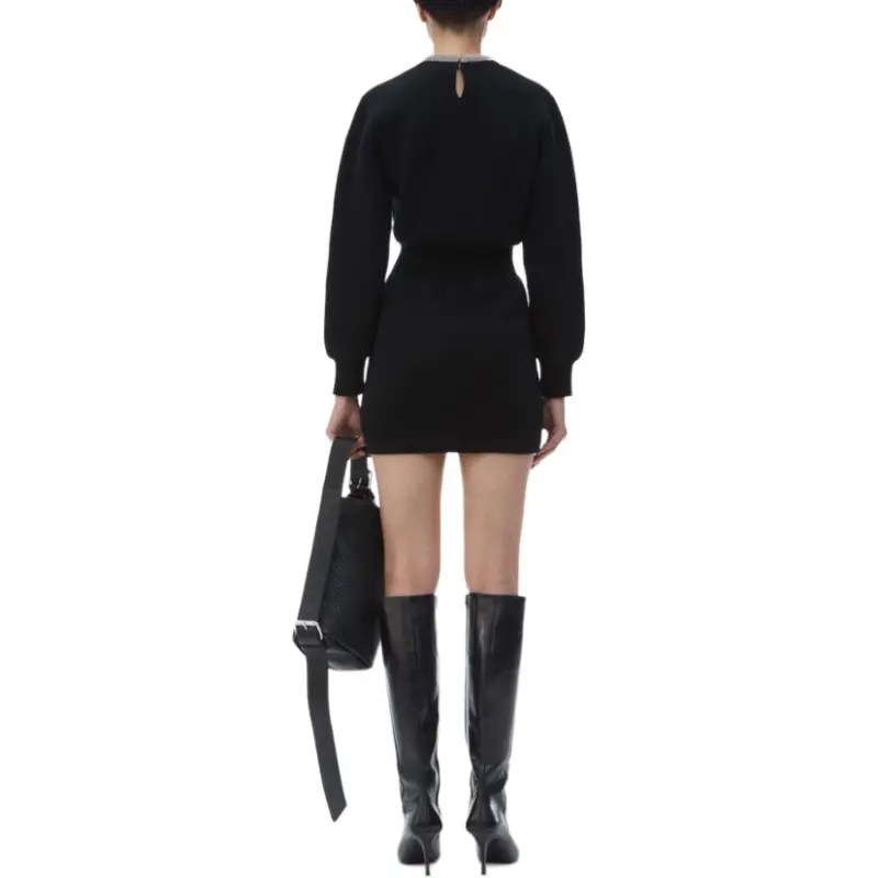 Alexander Wang Embellished-Neck Long-Sleeve Dress-2
