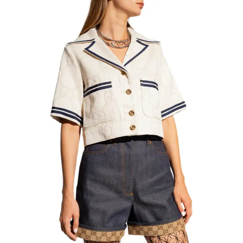 GUCCI Maxi GG Pattern Cropped Jacket-1
