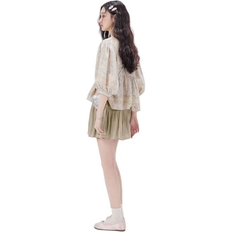 DEAR DEER PUFF Shirt Women's Floral-4