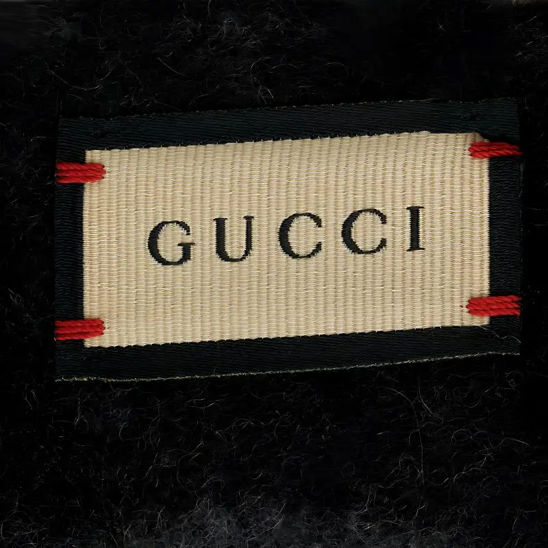 GUCCI Cashmere Knit Scarves Men's Gray Black-1