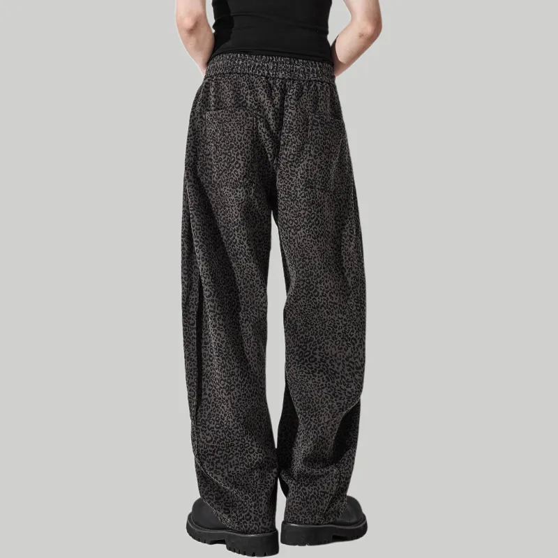 ALL IN Casual Pants Men's Leopard Print Gray-3