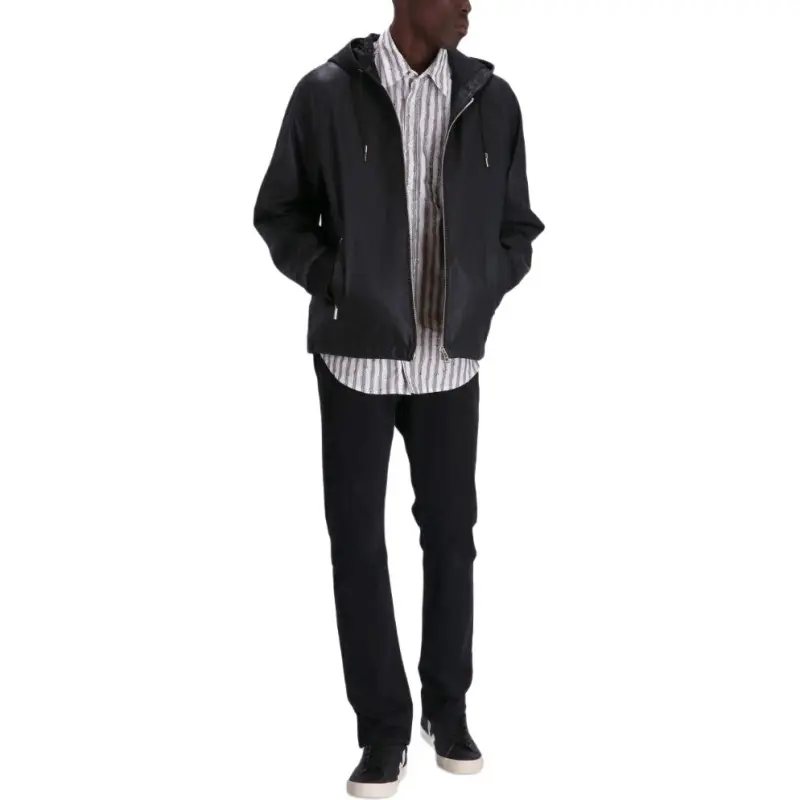 HUGO BOSS Hooded Drawstring Leather Jacket-3