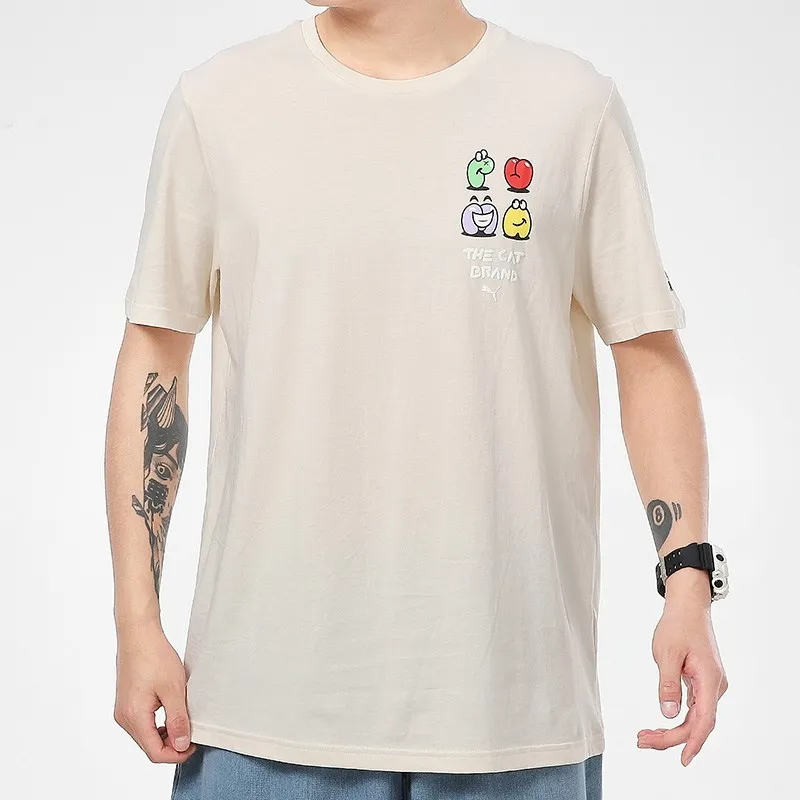 PUMA Men's Lifestyle Series T Shirt Men's Beige-2