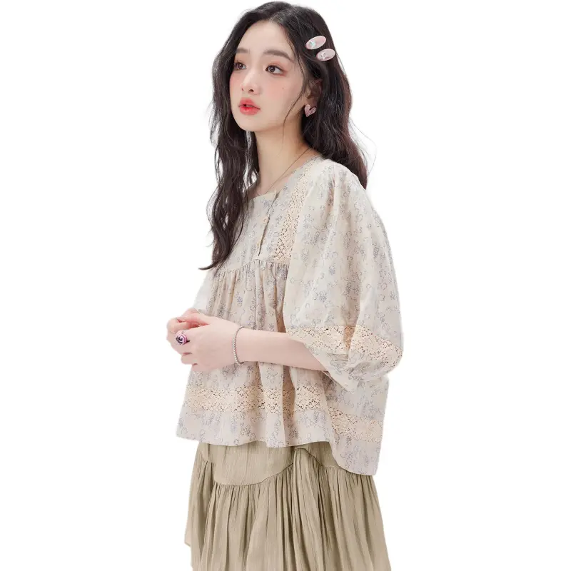 DEAR DEER PUFF Shirt Women's Floral-2