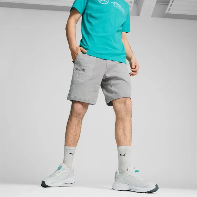 PUMA Mercedes AMG Petronas F1® Sweat Shorts NEW Sports Shorts Men's Silver-2