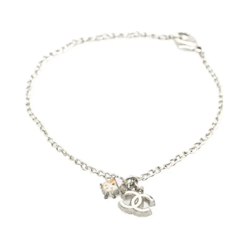 CHANEL 2004 Silver Plated Cc Ladybug Charm Costume Bracelet-2
