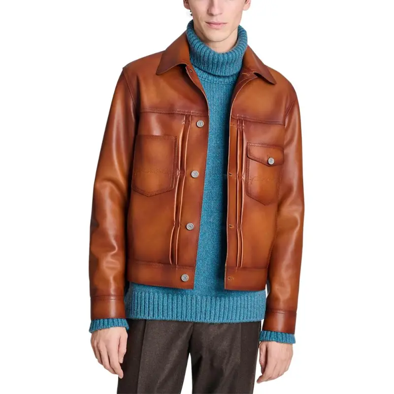 BERLUTI Leather Jacket Men's Brown-2