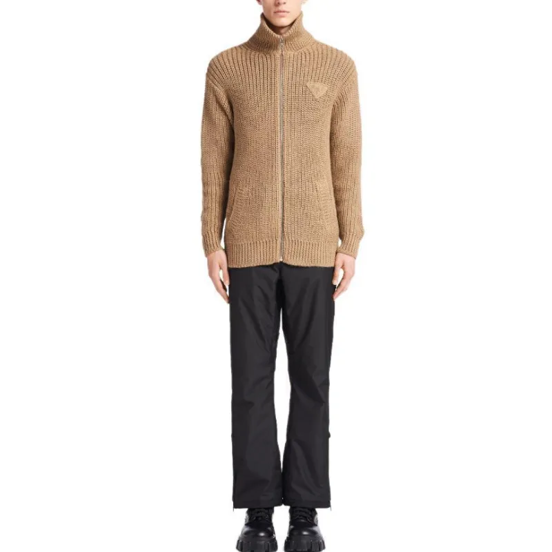 PRADA Zip Up Ribbed Knit Cardigan-2