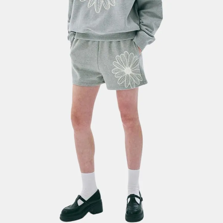 MARDI MERCREDI SS25 SWEAT SHORTS FLOWER_GREY IVORY Casual Shorts Korean Style Women's Gray Ivory-1