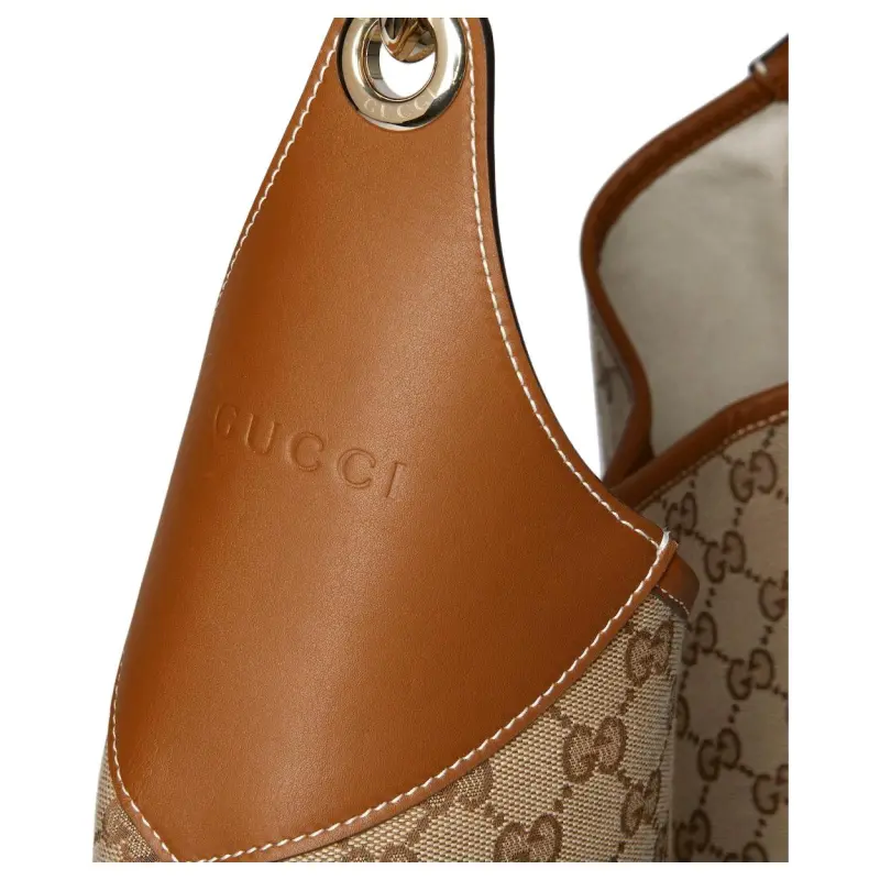 GUCCI Canvas One Shoulder Handbag Tubas Women's Beige & Dark Brown-7