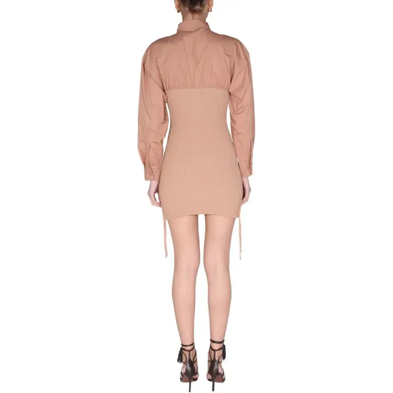 ANDREĀDAMO Ribbed Mini Shirt Dress-1