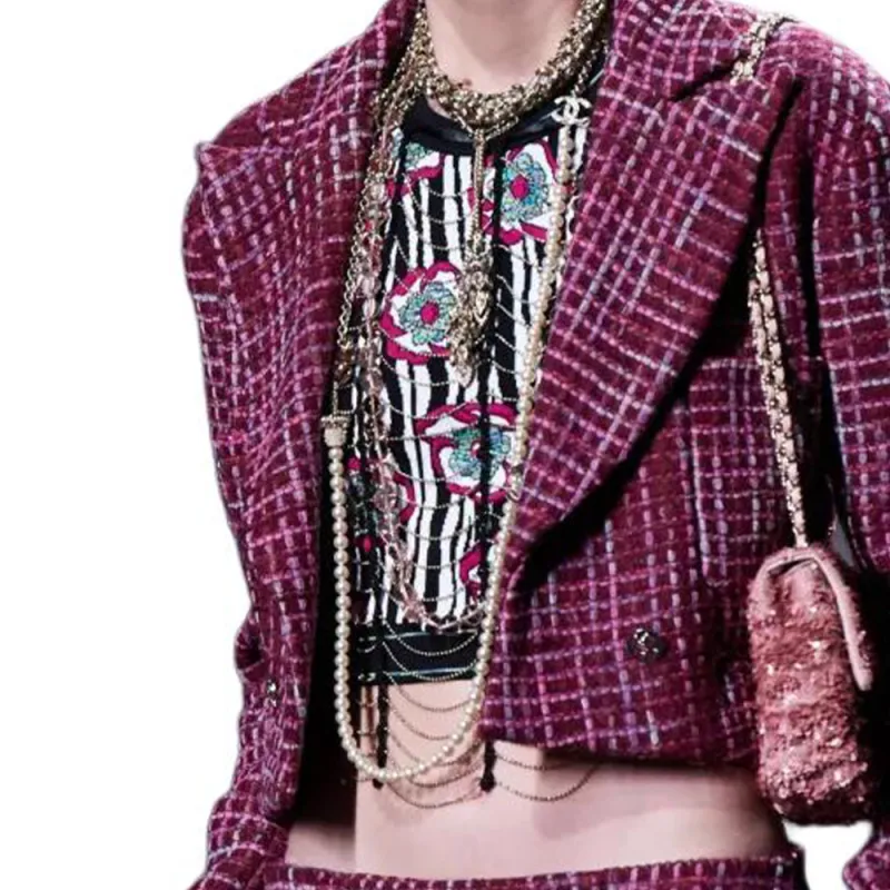 CHANEL Cropped Coats Women's Purple-3