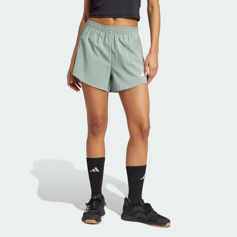 Adidas AEROREADY Casual Shorts Women's Dusty Green/White-1