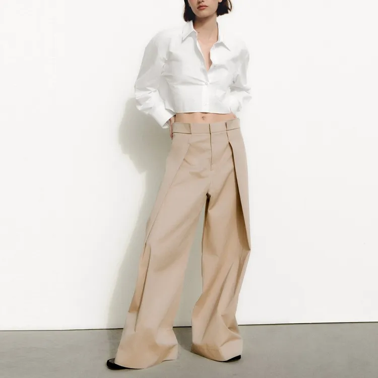ZARA Crop Tops Women's White-3