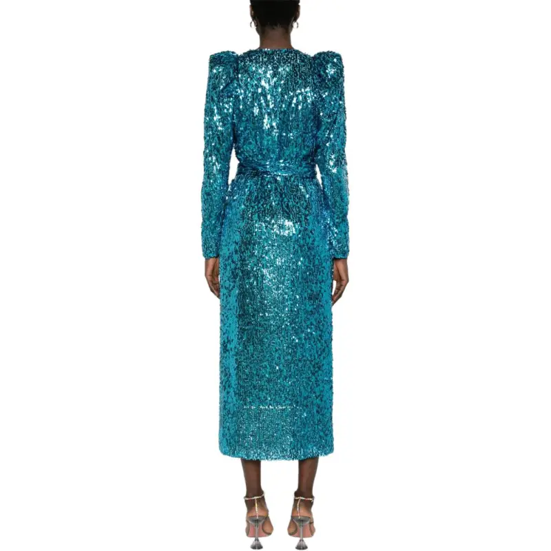 Rotate Long Sleeved Dress Women's Blue-4