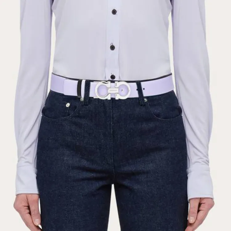 FERRAGAMO Calfskin Leather Belts Women's Lavender Purple -2