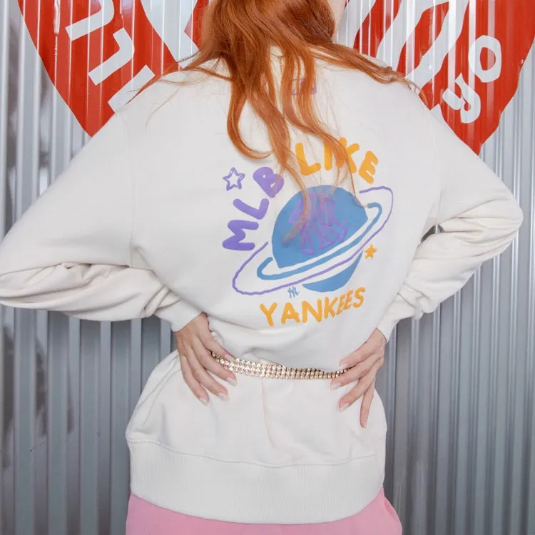 MLB New York Yankees Sweatshirts Unisex Ecru-3