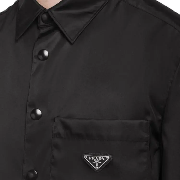 PRADA Snap Logo Detailed Button-Up Shirt-4