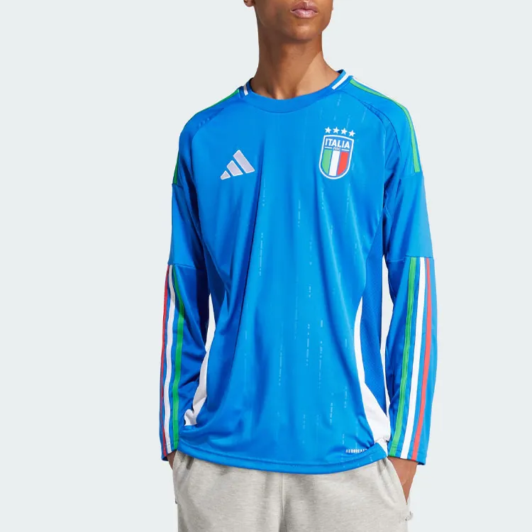 Adidas ITALY 24 LONG SLEEVE HOME JERSEY Soccer Jersey Italian Version, Home Men's Blue-2