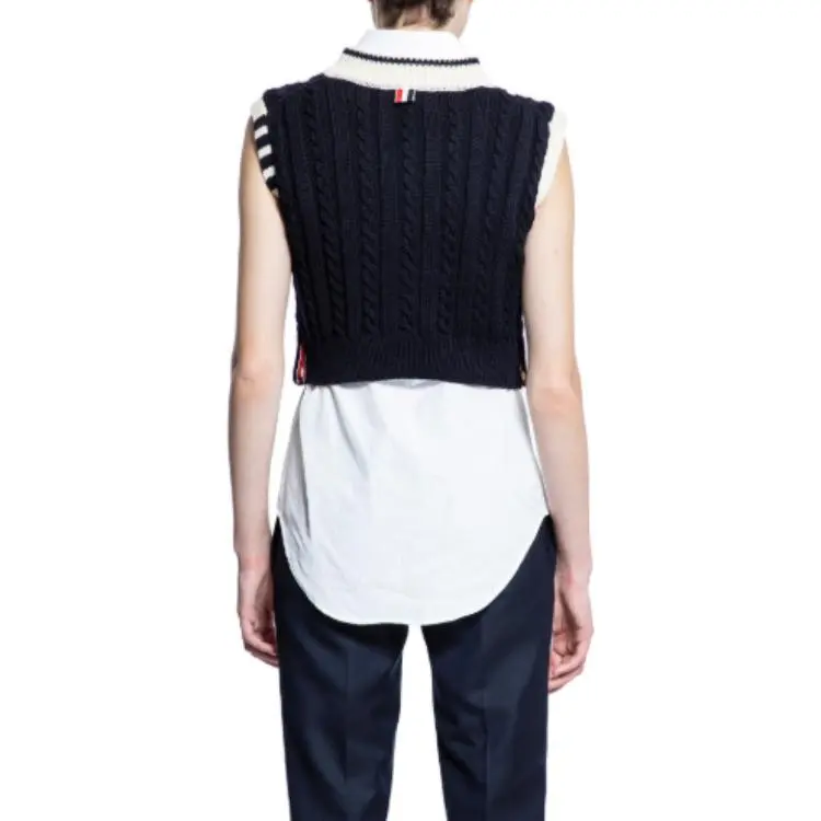 THOM BROWNE Cropped Sleeveless Jumper-4
