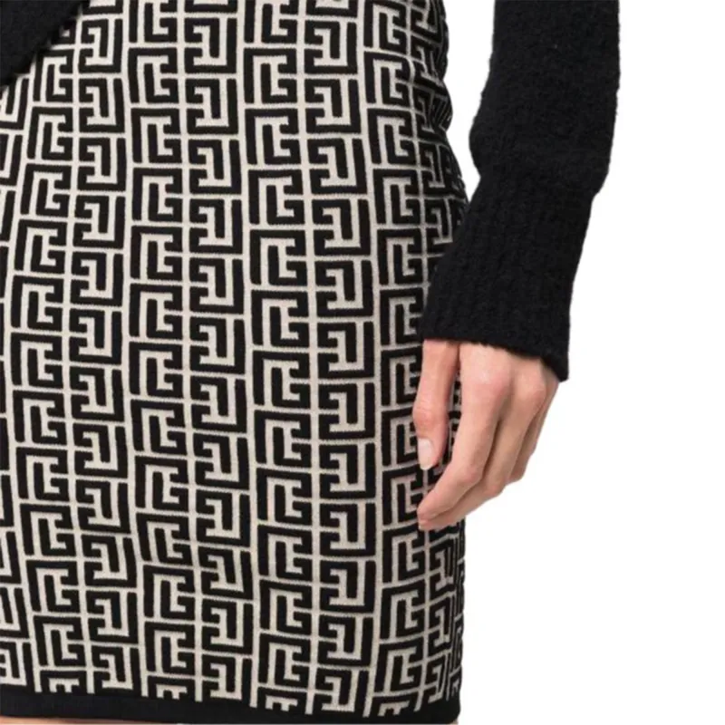 BALMAIN Monogram Zip-Up Mini Skirt-5