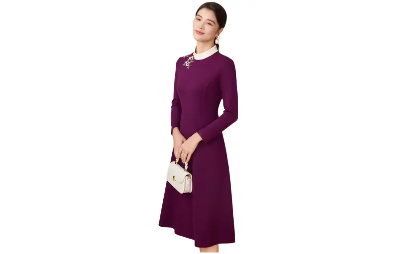 BBLLUUEE Long Sleeved Dress Women's Begonia Purple-2