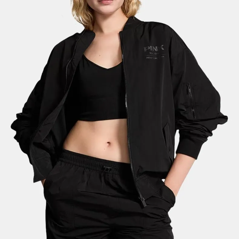 Victoria's Secret PINK Parachute Bomber Jacket/Pure Black Jackets Coats Women's Pure Black-1