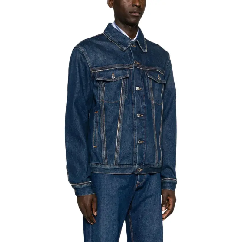 OFF WHITE Buttoned Long Sleeved Denim Jacket-3