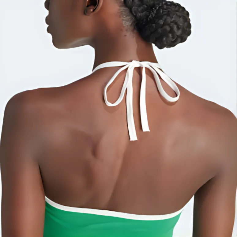 Adidas Originals Fashion Graphics Floral Halter Neck Top Crop Tops Women's Green-4