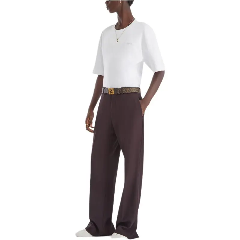 FENDI Pullover Crew Neck Casual Short Sleeved T Shirt Men's White-4