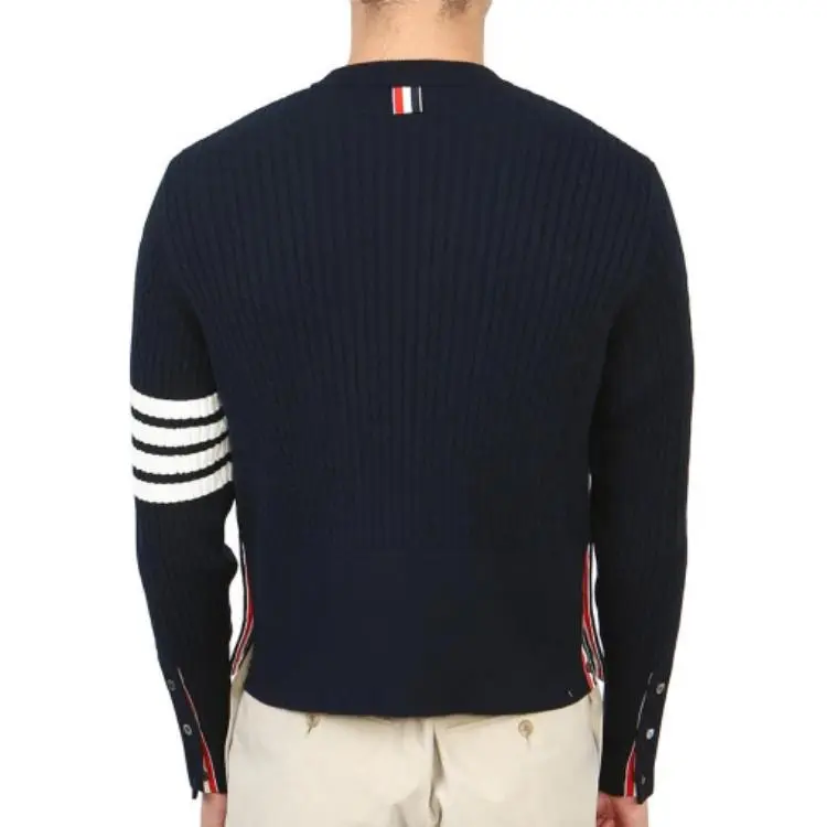 THOM BROWNE 4 Bar Stripe Detailed Crewneck Jumper-4