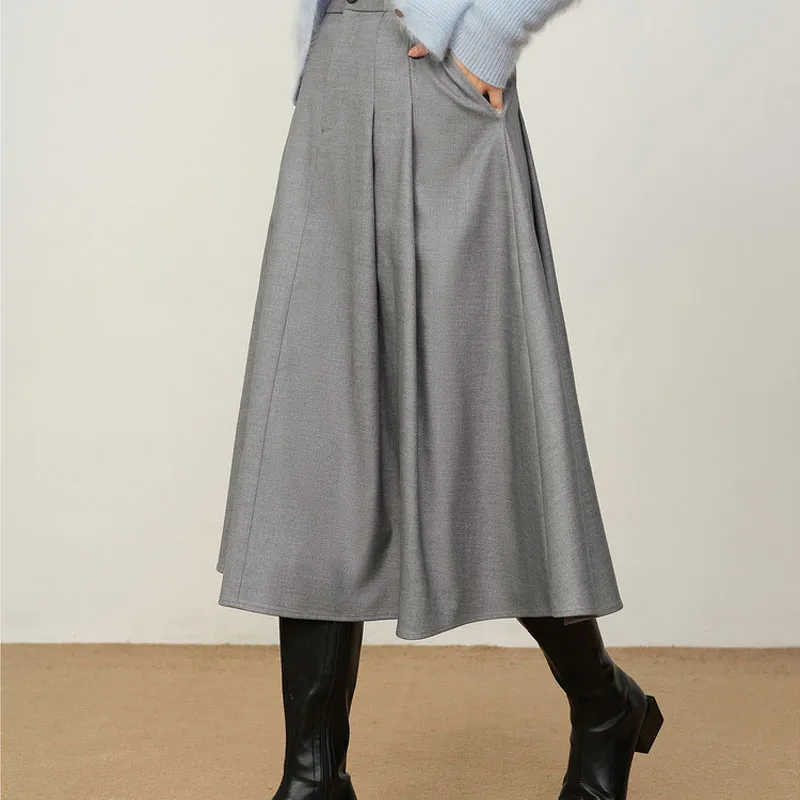 JZ Juzui Casual Long Skirts Women's Silver Gray-2